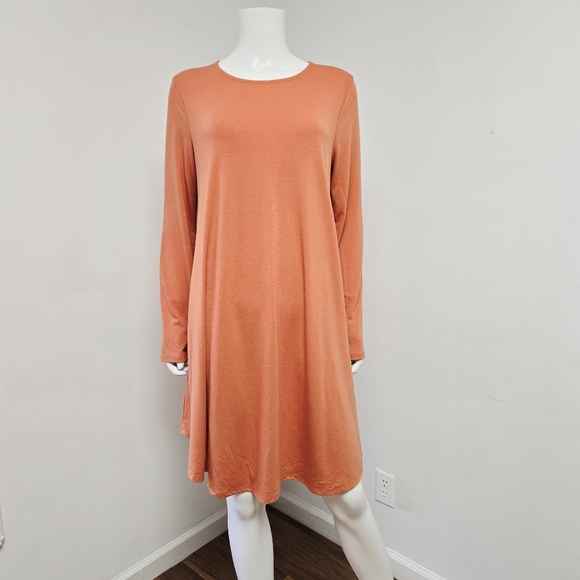 Zenana Signature Dresses & Skirts - Zenana Premium Size 1X Orange Long Sleeve Mini Dress Stretch Knit Pockets NWT